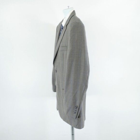 Joseph Feiss Gold Tweed Wool‎ Gray Patchwork Herringbone Tan Blue Windowpane 44R - Picture 5 of 12